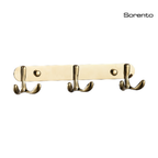 SORENTO SRT1369-3-GY 235mm Gold Brass Triple Robe Hook Bar