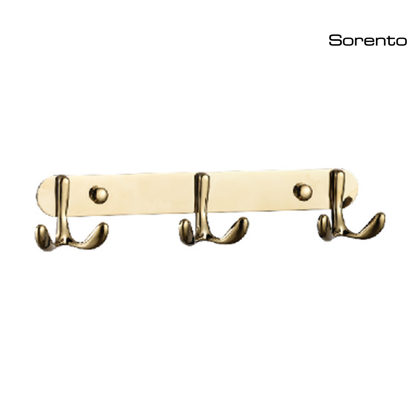 SORENTO SRT1369-3-GY 235mm Gold Brass Triple Robe Hook Bar