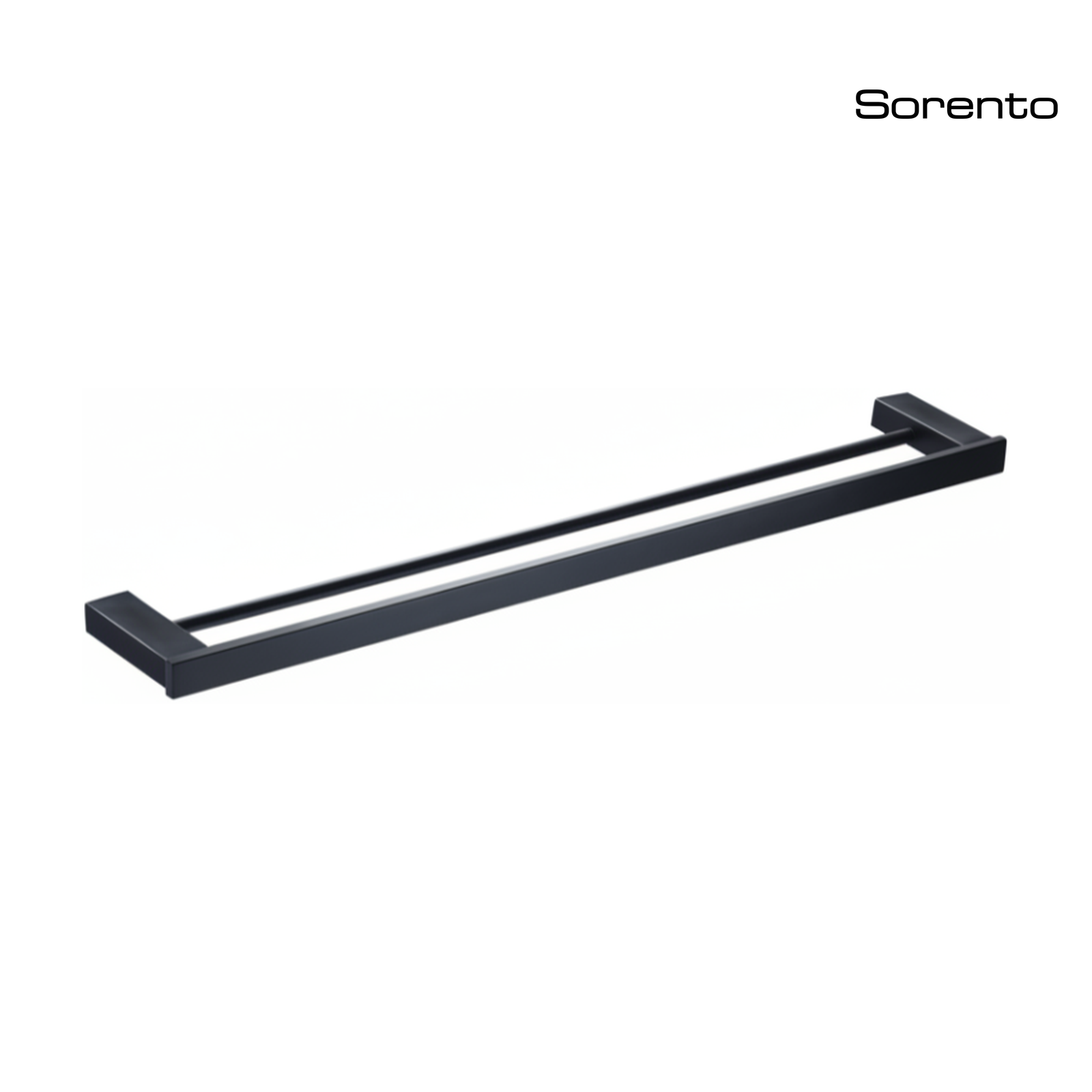 SORENTO SRT3613 800mm Double Matte Black Towel Rail - Square