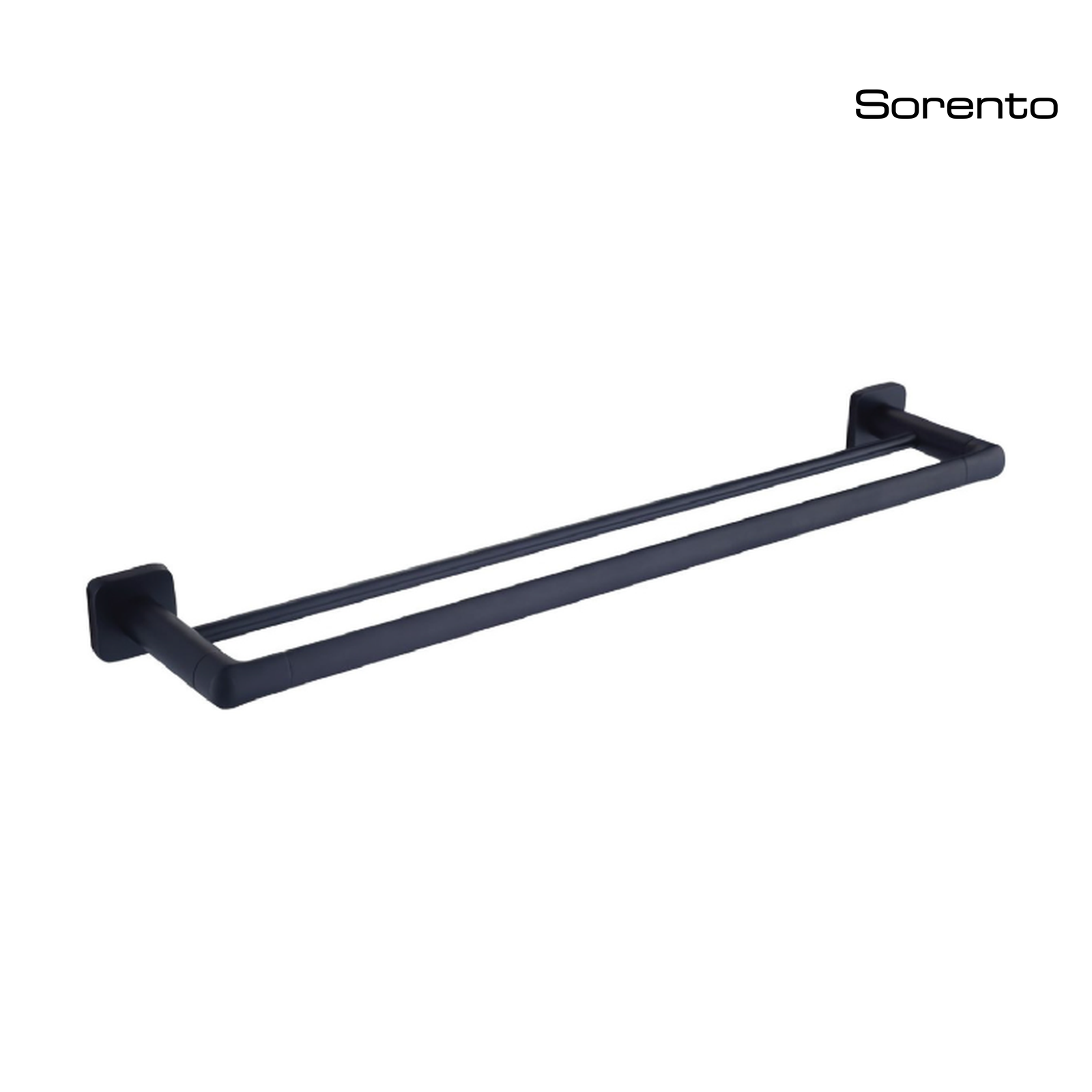 SORENTO SRT9541-BL 745mm Double Matte Black Towel Rail - Square