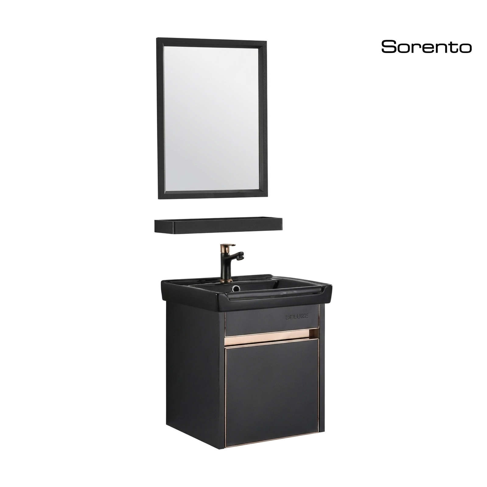 SORENTO SRTBF11404-MBL 345mm Black Wall Hung Cabinet 1 Soft Closing Drawers Set