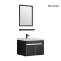 Sorento SRTBF31415 580mm Black Bathroom Vanity Set | 6-in-1 Bathroom Furniture with Mirror, Shelf, Basin Cold Tap & Pop-Up Waste