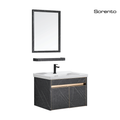 Sorento SRTBF31417 600mm Black Bathroom Vanity Set | 6-in-1 Bathroom Furniture with Mirror, Shelf, Cold Tap & Pop-Up Waste