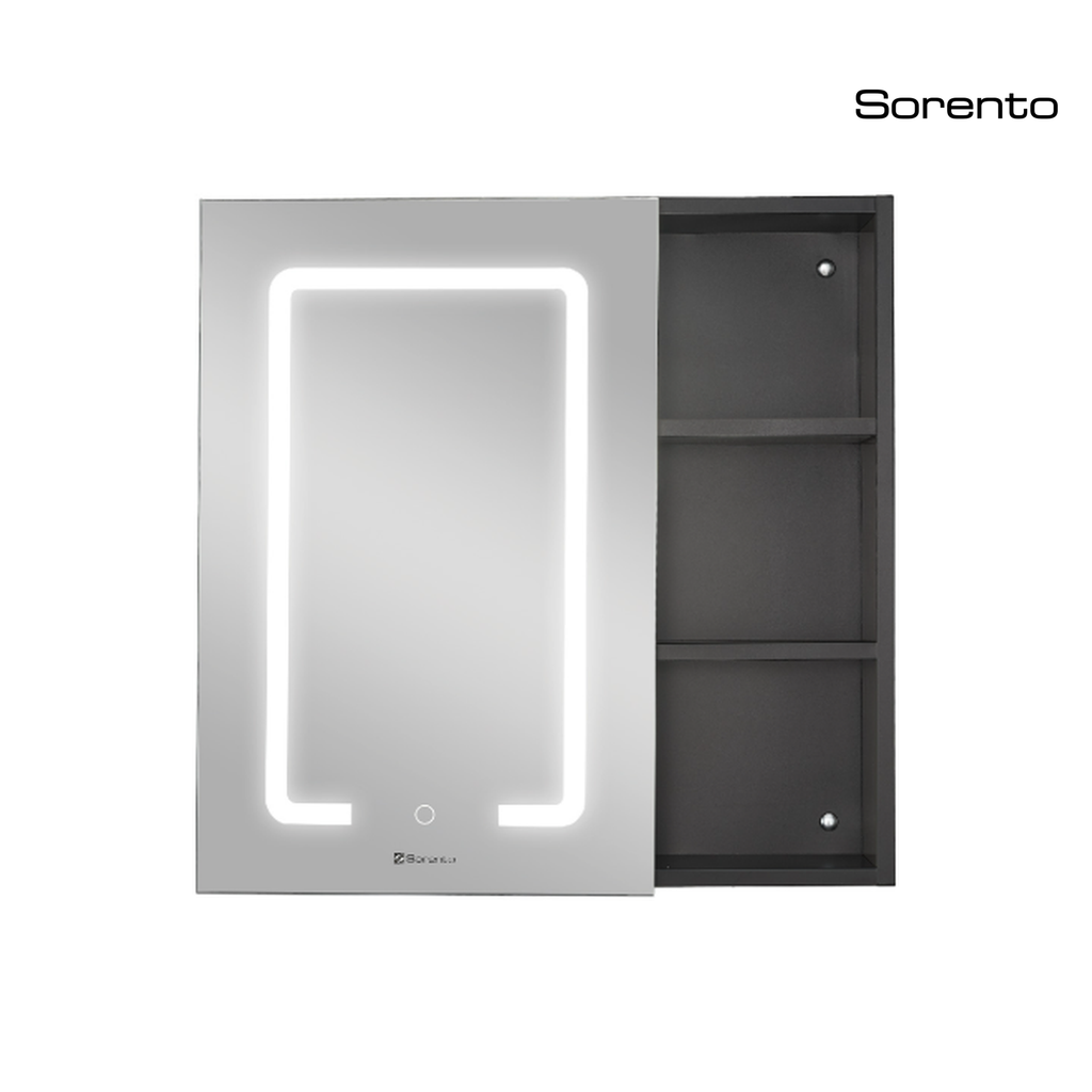Sorento SRTLMCB901-BL 700mm LED Mirror Cabinet | Black | Dimmable Touch Sensor
