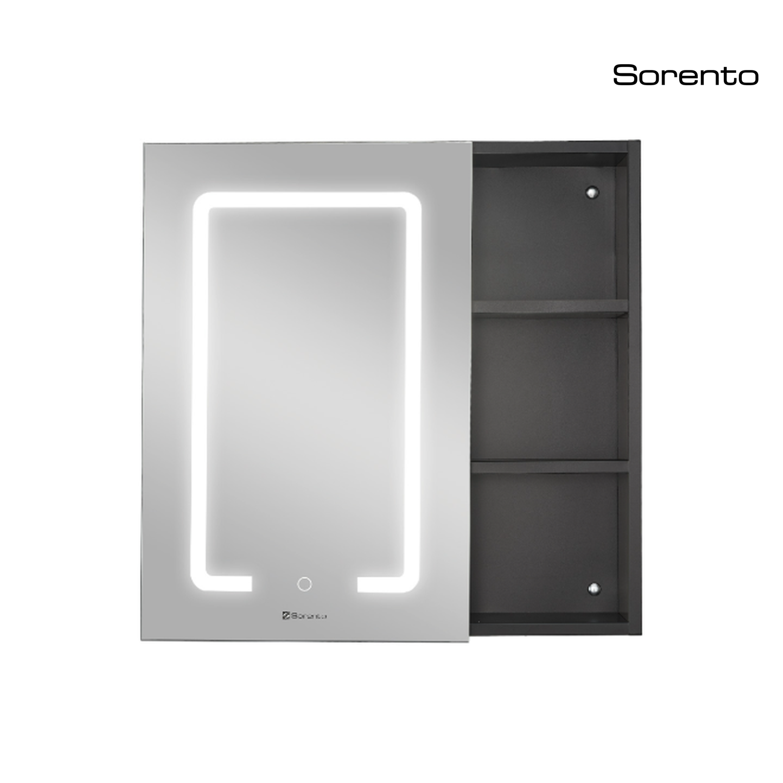 Sorento SRTLMCB901-BL 700mm LED Mirror Cabinet | Black | Dimmable Touch Sensor