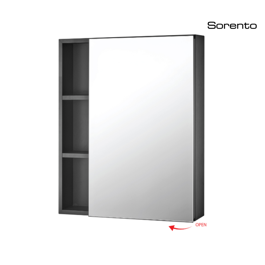 Sorento SRTMCB6071-BL 600mm Aluminium Mirror Cabinet | Black