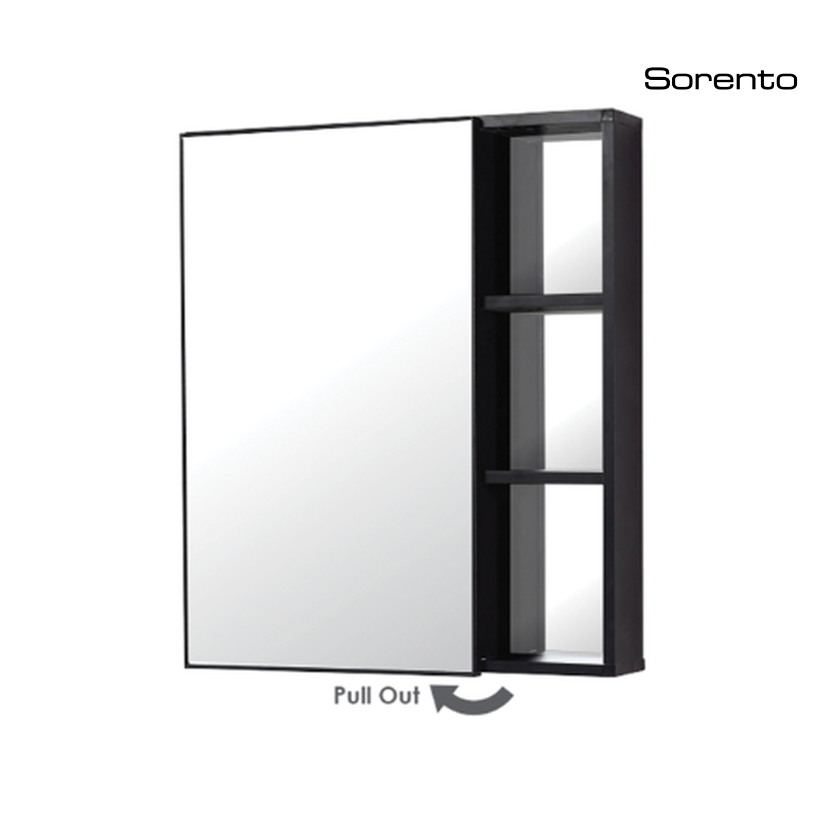 Sorento SRTMCB6083-BL 700mm Aluminium Mirror Cabinet | Black