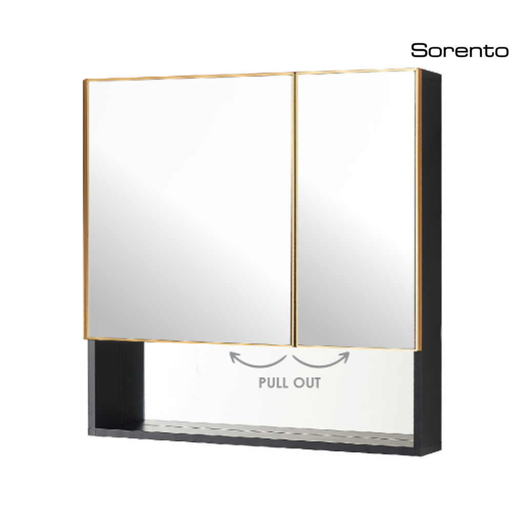 Sorento SRTMCB7070-BL 700mm Aluminium Mirror Cabinet | Black & Rose Gold