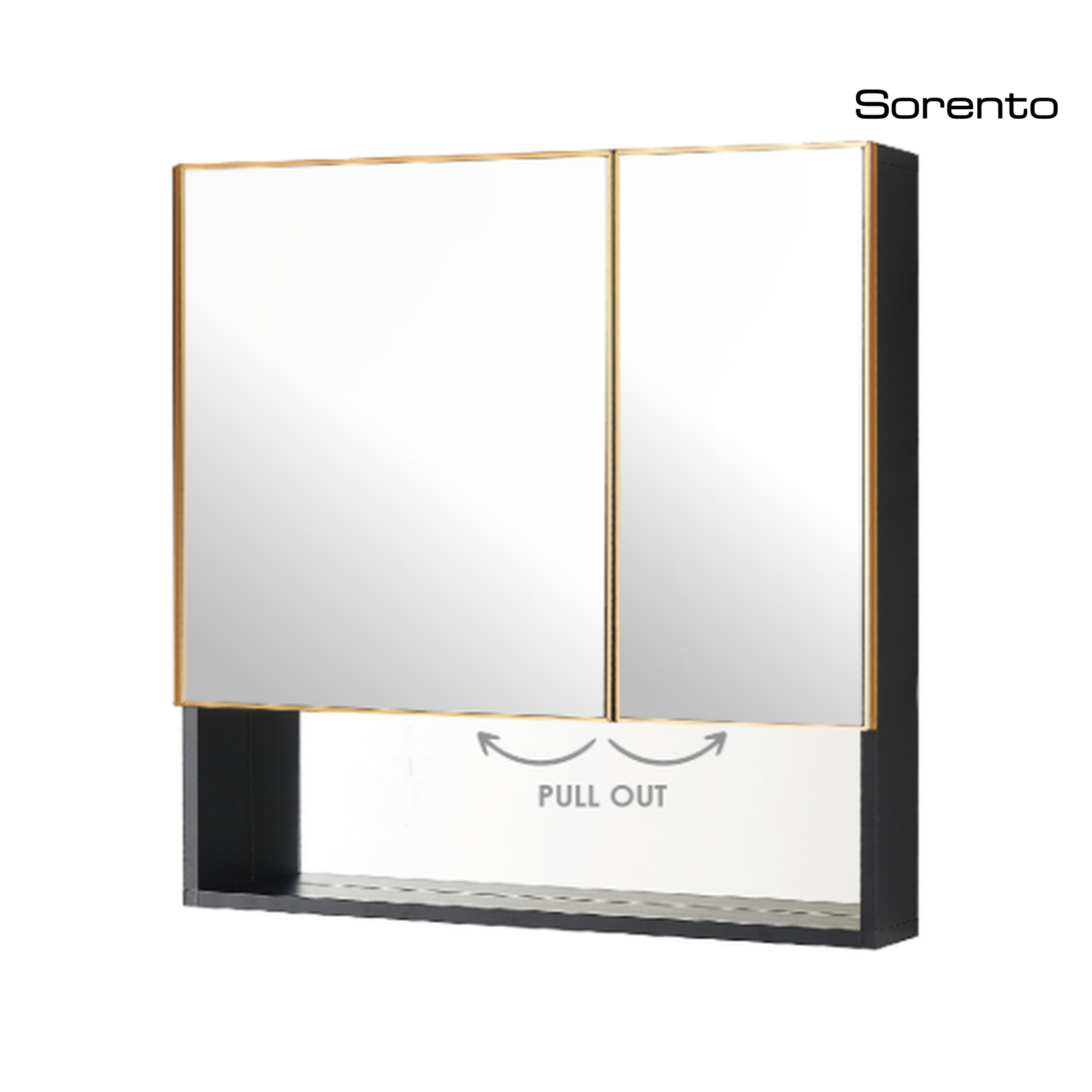 Sorento SRTMCB7070-BL 700mm Aluminium Mirror Cabinet | Black & Rose Gold