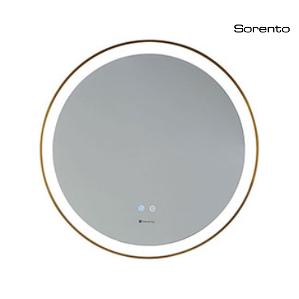 Sorento SRTMRL803 700mm Gold Aluminium Frame LED Mirror | Anti-Fog & LED Light