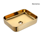 SORENTO SRTWB1411-GY 500mm Gold Square Counter Mounting Wash Basin come with single pre-punched tap hole