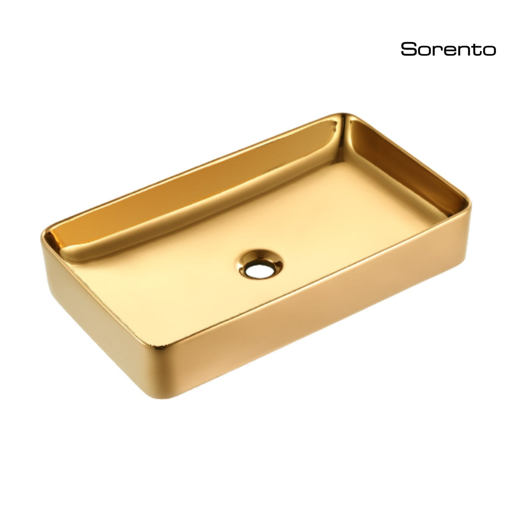SORENTO SRTWB1419-GY 610mm Gold Rectangle Counter Mounting Wash Basin come with single pre-punched tap hole