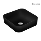 SORENTO SRTWB1421-BL 385mm Black White Square Counter Mounting Wash Basin come with single pre-punched tap hole