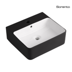 SORENTO SRTWB1516-BW 620mm Rectangular Matte Black White Counter Mounting Wash Basin come with single pre-punched tap hole