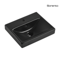 Sorento SRTWB248-MBL 430mm Wall Hung Ceramic Wash Basin with Overflow | Black Bathroom Sink