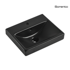 Sorento SRTWB248-MBL 430mm Wall Hung Ceramic Wash Basin with Overflow | Black Bathroom Sink