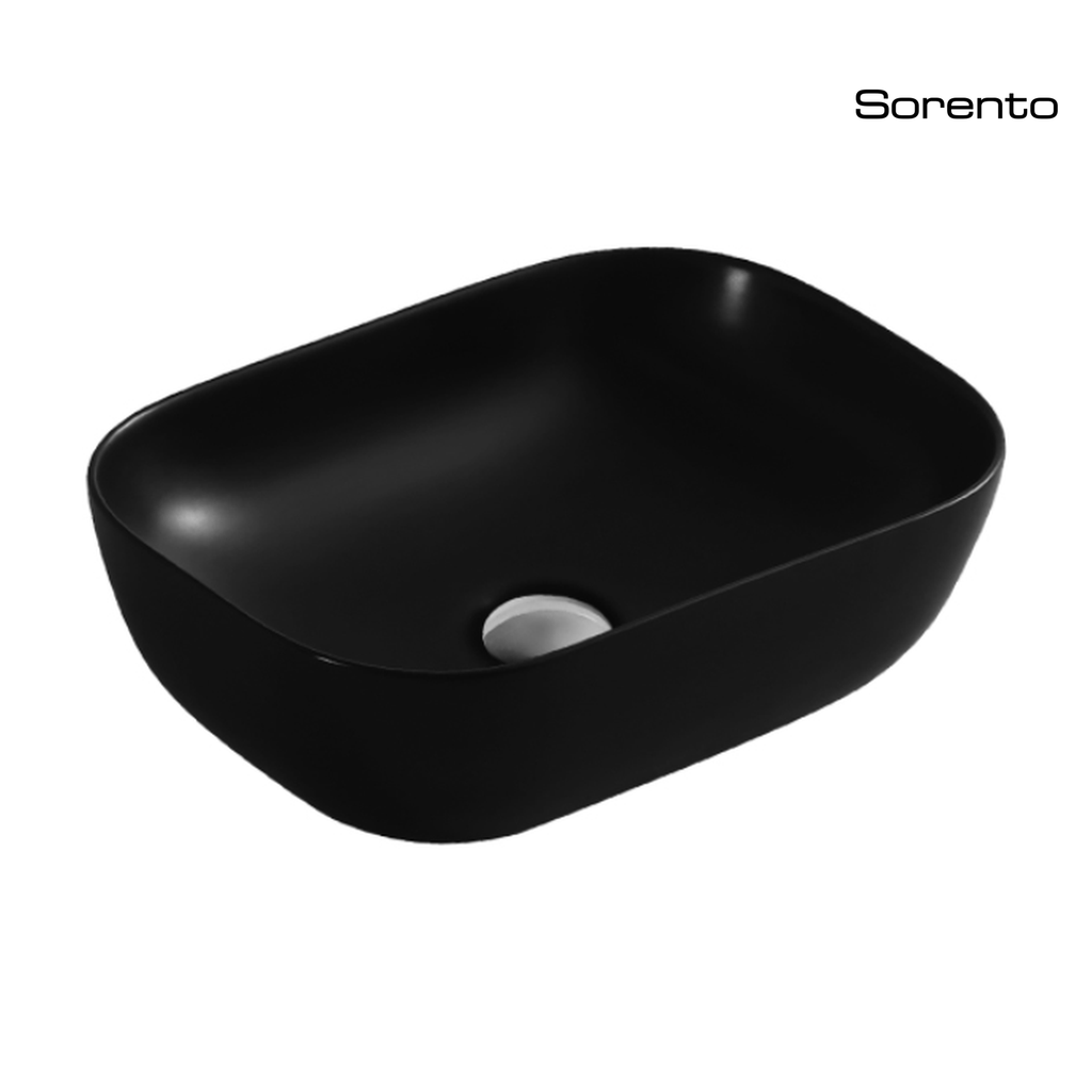 SORENTO SRTWB2805-BL 460mm Matte Black Counter Top Wash Basin come with single pre-punched tap hole