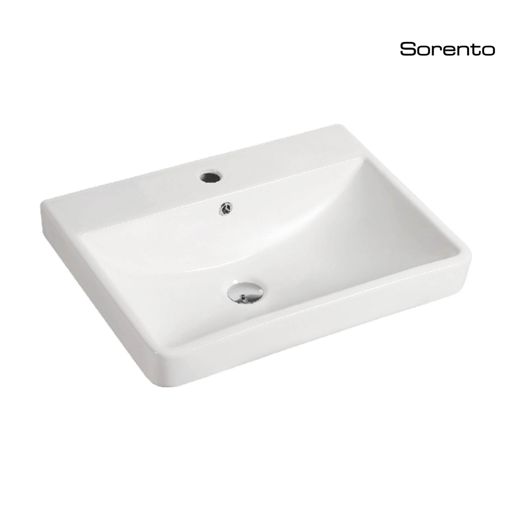 Sorento SRTWB888-A 600mm Wall Hung Ceramic Wash Basin with Overflow | White Bathroom Sink