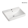 Sorento SRTWB888-A 600mm Wall Hung Ceramic Wash Basin with Overflow | White Bathroom Sink