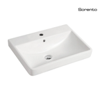 Sorento SRTWB888-A 600mm Wall Hung Ceramic Wash Basin with Overflow | White Bathroom Sink