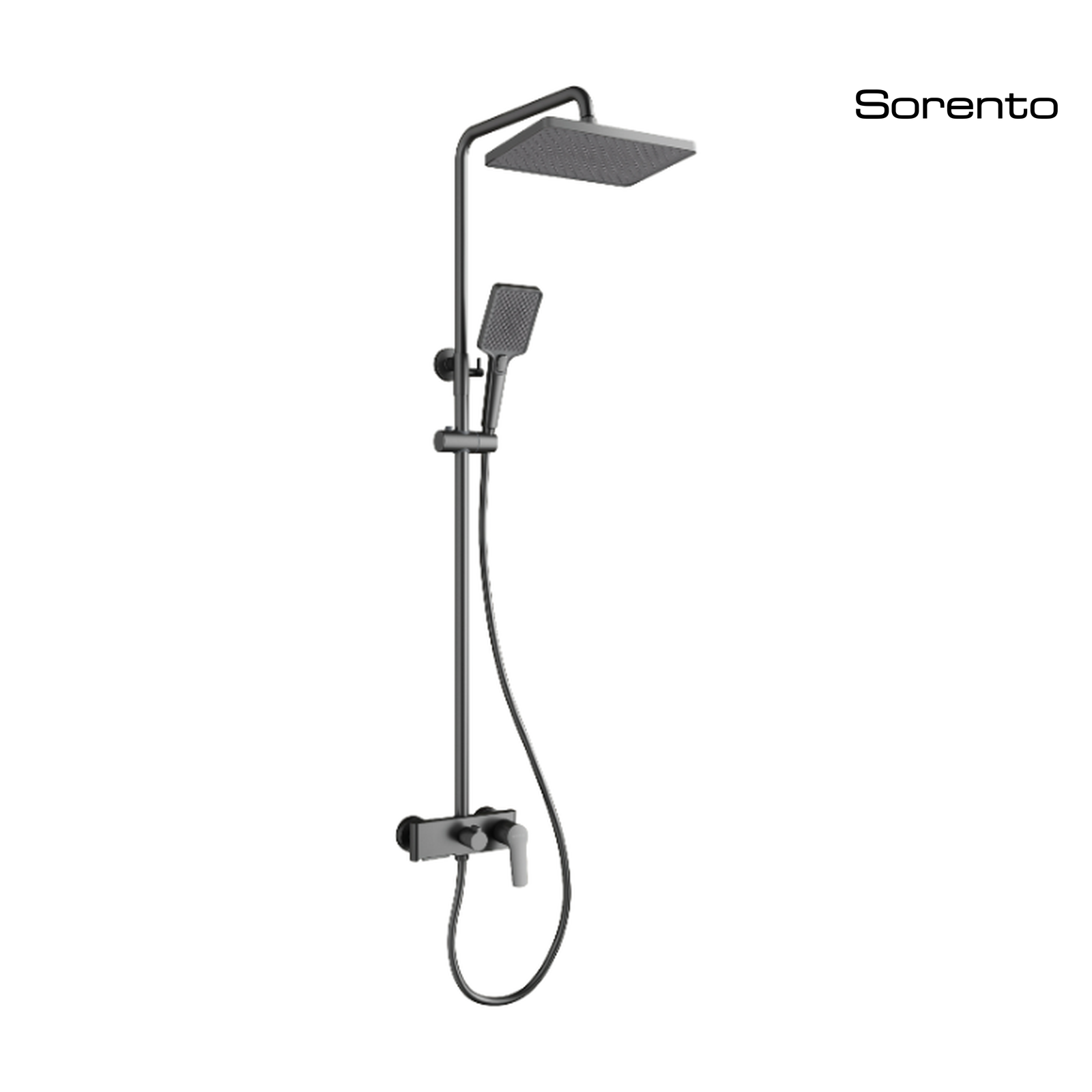 Sorento SRTWT6232-GM 3-Way Exposed Shower Set with Waterfall Spout | Gunmetal | Solid Brass Body