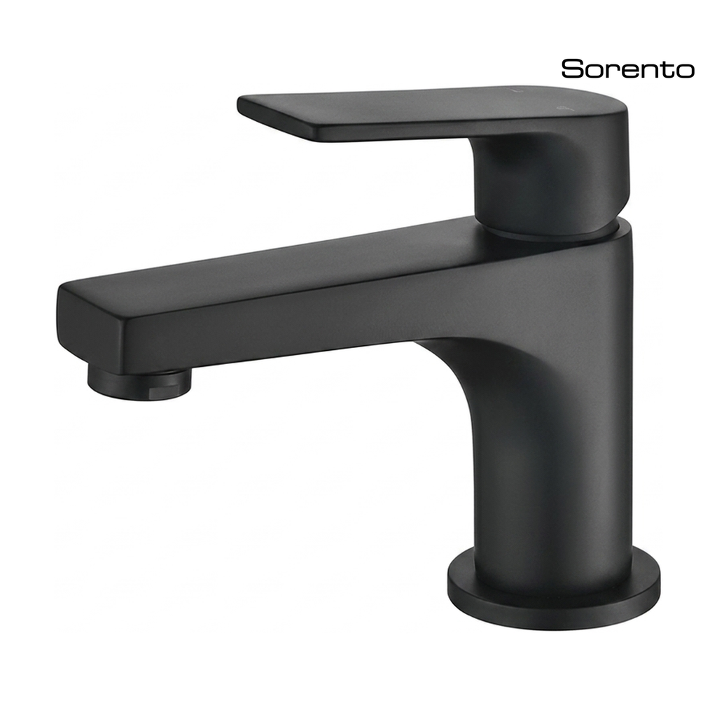 SORENTO SRTWT7445-LV-BL 114mm Modern Matte Black Brushed Brass Basin Mono Mixer Tap