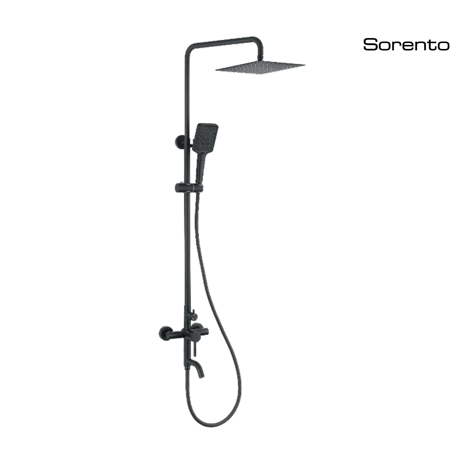Sorento SRTWT7634-BL 3-Way Exposed Shower Set | Black | Stainless Steel Rain Shower Head with 304 Stainless Steel Body