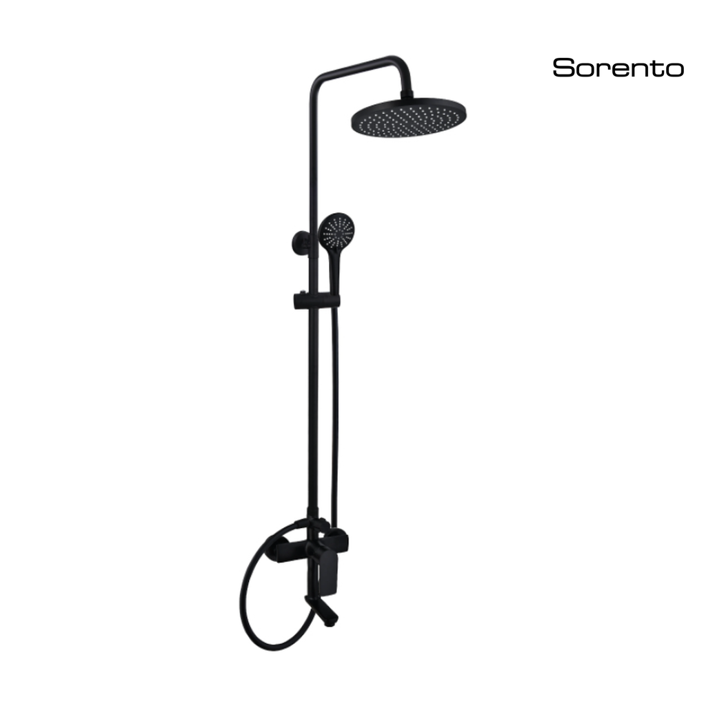SORENTO SRTWT9606-BL Matte Black 3-Ways Exposed Shower Thermostatic Shower Bar Mixer Valve & Riser Rail Kit Set