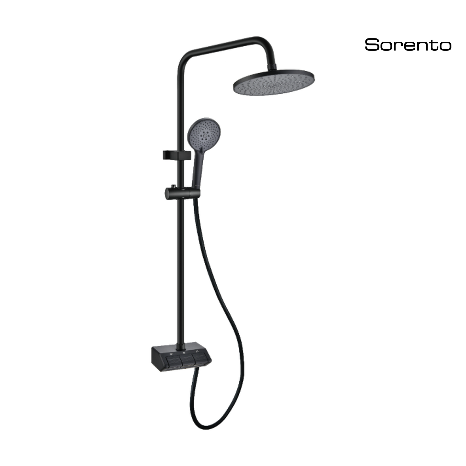 Sorento SRTWT9613-BL 3-Way Exposed Shower Set | Black | ABS Rain Shower Head & 3-Function ABS Hand Shower