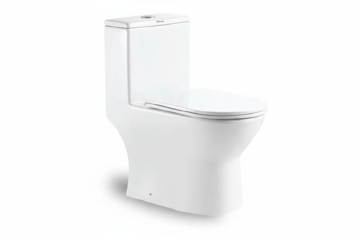 Docasa A375 P-Trap 180 S-Trap 150mm 200mm 250mm 300mm Bathroom One Piece Rimless WC Water Closet 1 Piece Jamban Duduk PP