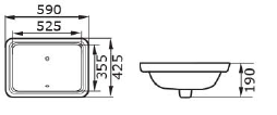 DOCASA 4008 590mm Ceramic White Under Counter Basin Sinki Tandas Bilik Mandi For Bathroom, Dining Area, And Outdoor **C