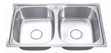 GLORY GL7843 780mm Stainless Steel Kitchen Sink Top-Mount Double Bowl Matt Sinki Dapur