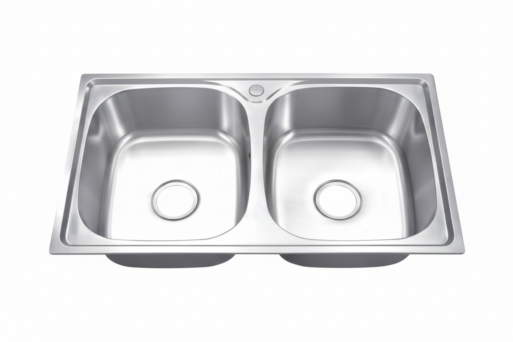 GLORY GL7843 780mm Stainless Steel Kitchen Sink Top-Mount Double Bowl Matt Sinki Dapur