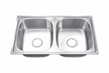 GLORY GL7843 780mm Stainless Steel Kitchen Sink Top-Mount Double Bowl Matt Sinki Dapur