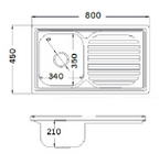 GLORY GL8045 800mm Stainless Steel Kitchen Sink Top-Mount Single Bowl Matt Sinki Dapur