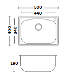 GLORY GL5040 500mm Stainless Steel Kitchen Sink Top-Mount Single Bowl Matt Sinki Dapur
