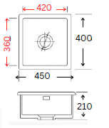 GLORY GL5040-R50 450mm Stainless Steel Kitchen Sink Top-Mount Single Bowl Matt Sinki Dapur