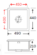 GLORY GL4944-R50 490mm Stainless Steel Kitchen Sink Top-Mount Single Bowl Matt Sinki Dapur