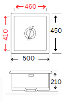 GLORY GL5045-R50 500mm Stainless Steel Kitchen Sink Top-Mount Single Bowl Matt Sinki Dapur