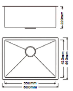 GLORY GL6046 600mm Stainless Steel 304 Kitchen Sink Undermount Single Bowl Matt Sinki Dapur