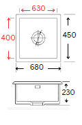 GLORY GL6845-BL 680mm Stainless Steel 201 Kitchen Sink Undermount Single Bowl Matt Sinki Dapur