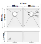 GLORY GL8646 860mm Stainless Steel 304 Kitchen Sink Undermount Double Bowl Matt Sinki Dapur