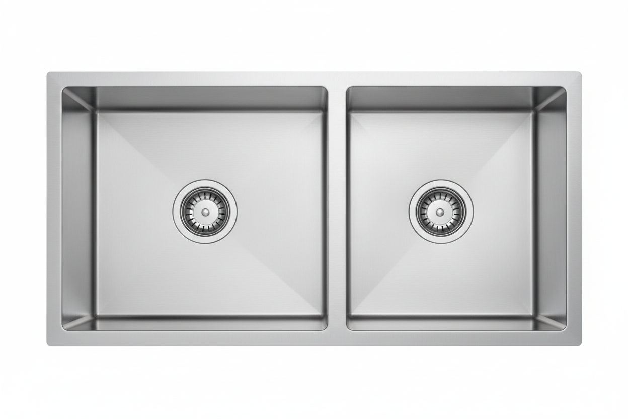 GLORY GL9045 900mm Stainless Steel 304 Kitchen Sink Undermount Double Bowl Matt Sinki Dapur