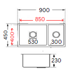 GLORY GL9045 900mm Stainless Steel 304 Kitchen Sink Undermount Double Bowl Matt Sinki Dapur