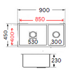 GLORY GL9045 900mm Stainless Steel 304 Kitchen Sink Undermount Double Bowl Matt Sinki Dapur