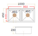 GLORY GL10045 1000mm Stainless Steel 304 Kitchen Sink Undermount Double Bowl Matt Sinki Dapur