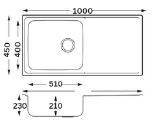 GLORY GL9846 1000mm Stainless Steel 304 Kitchen Sink Undermount Single Bowl Matt Sinki Dapur