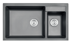 GLORY GL86502-B 860mm Granite Stone Kitchen Sink Top-Mount Double Bowl Matt Sinki Dapur