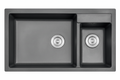 GLORY GL86502-B 860mm Granite Stone Kitchen Sink Top-Mount Double Bowl Matt Sinki Dapur