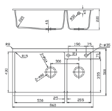 GLORY GL86502-B 860mm Granite Stone Kitchen Sink Top-Mount Double Bowl Matt Sinki Dapur
